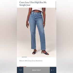NWT Abercrombie curve love ultra high rise 90 straight leg jeans asymmetrical